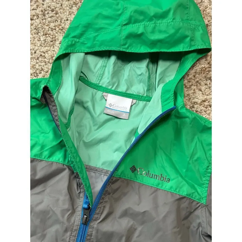 Columbia boys Green & Gray Lightweight Windbreaker jacket, size Small (8)